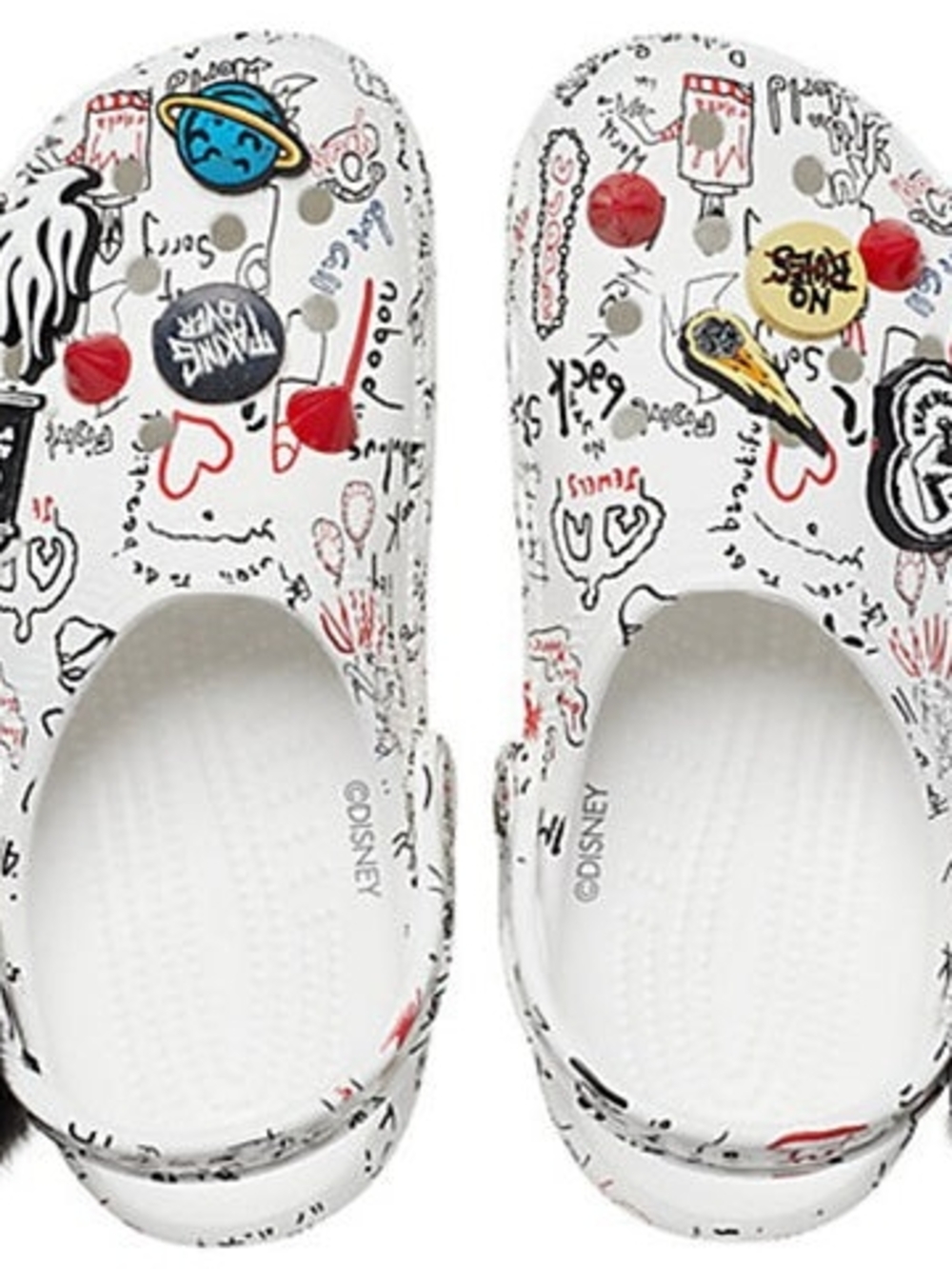 White Graphic Disney Crocs with Pin Charms